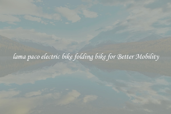 lama paco electric bike folding bike for Better Mobility